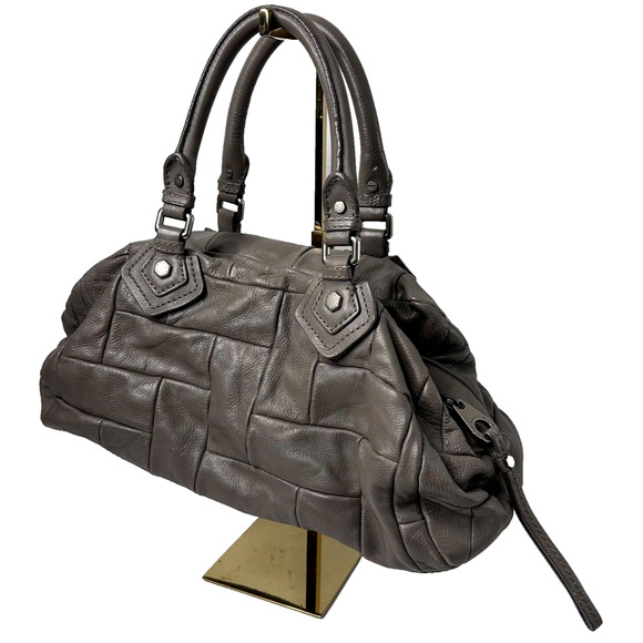 Marc By Marc Jacobs Satchel Handbag Gray Leather Patchwork Hobo Shoulder Bag - Picture 1 of 16